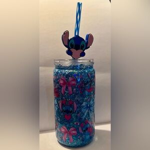 Blue Glitter Stitch Tumbler